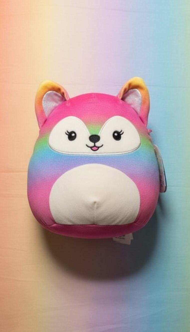 NWT Squishmallows Xenia Rainbow Fox Plush Multicolor 7 in w/ Tag